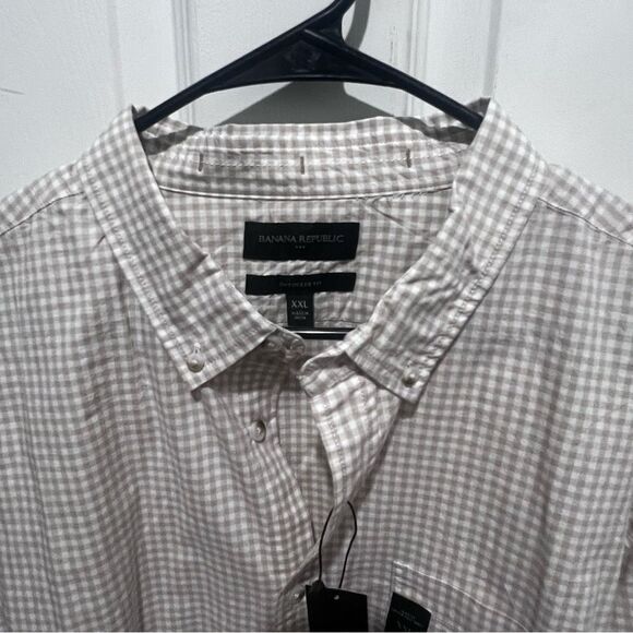 NWT Banana Republic men's button down collar long sleeves shirt untucked fit xxl - Picture 6 of 9